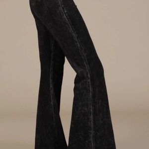 Chatoyant Black Mineral Wash Bell Bottom Pants